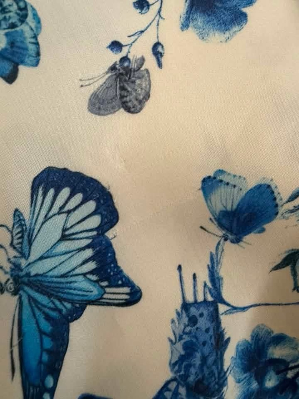 L'AGENCE White Midi Skirt with Blue Butterfly Print - Picture 3 of 3